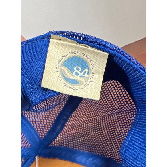 Vintage 1984 Louisiana World Exposition Trucker Hat Blue & White Mesh Snapback X - Picture 4 of 5